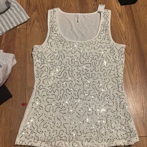 White sequin tank top